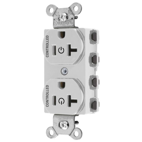 Hubbell Wiring Device-Kellems Straight Blade Devices, Receptacles, Duplex, SNAPConnect, Controlled, Tamper Resistant, 20A 125V, 2-Pole 3-Wire Grounding, 5-20R, Nylon, White SNAP5362C2W
